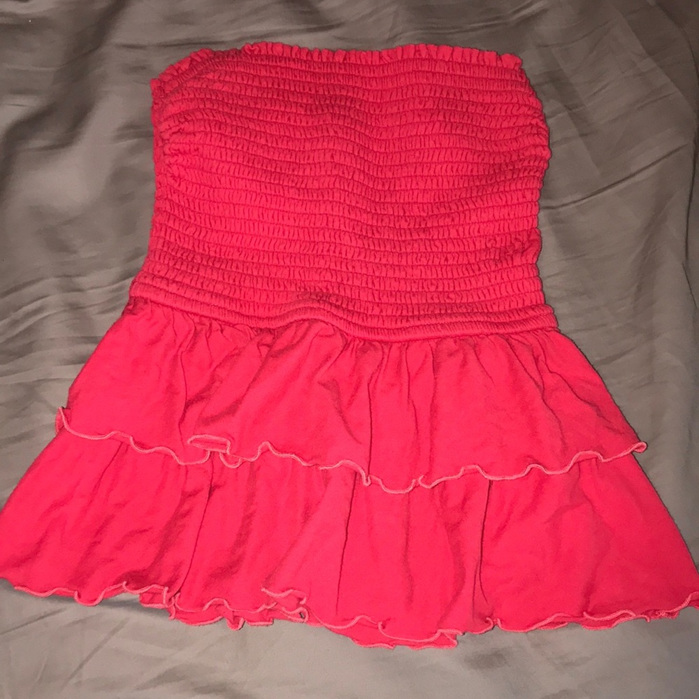 Hollister strapless magenta layered top